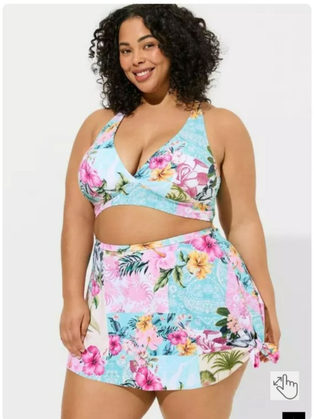 Torrid Womens Plus Size 6 Floral Tropical Bikini Wrap Set Swim Top & Skirt